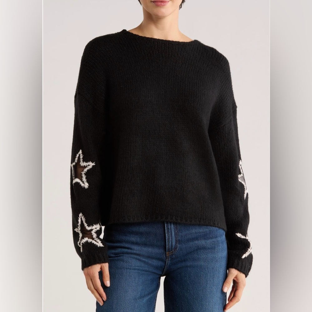 ❄️ Halogen cozy black Star Sleeve sweater XL